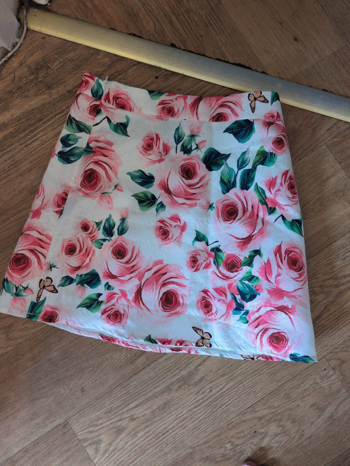 Shein Xs Pink Rose Floral Shirt Skirt