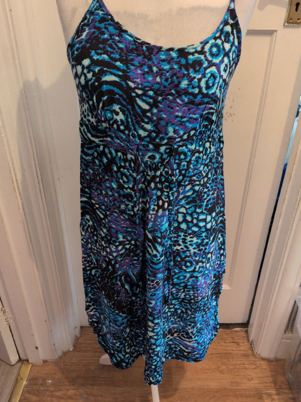 BHS 20 Blue Patterned Sleeveless Dress