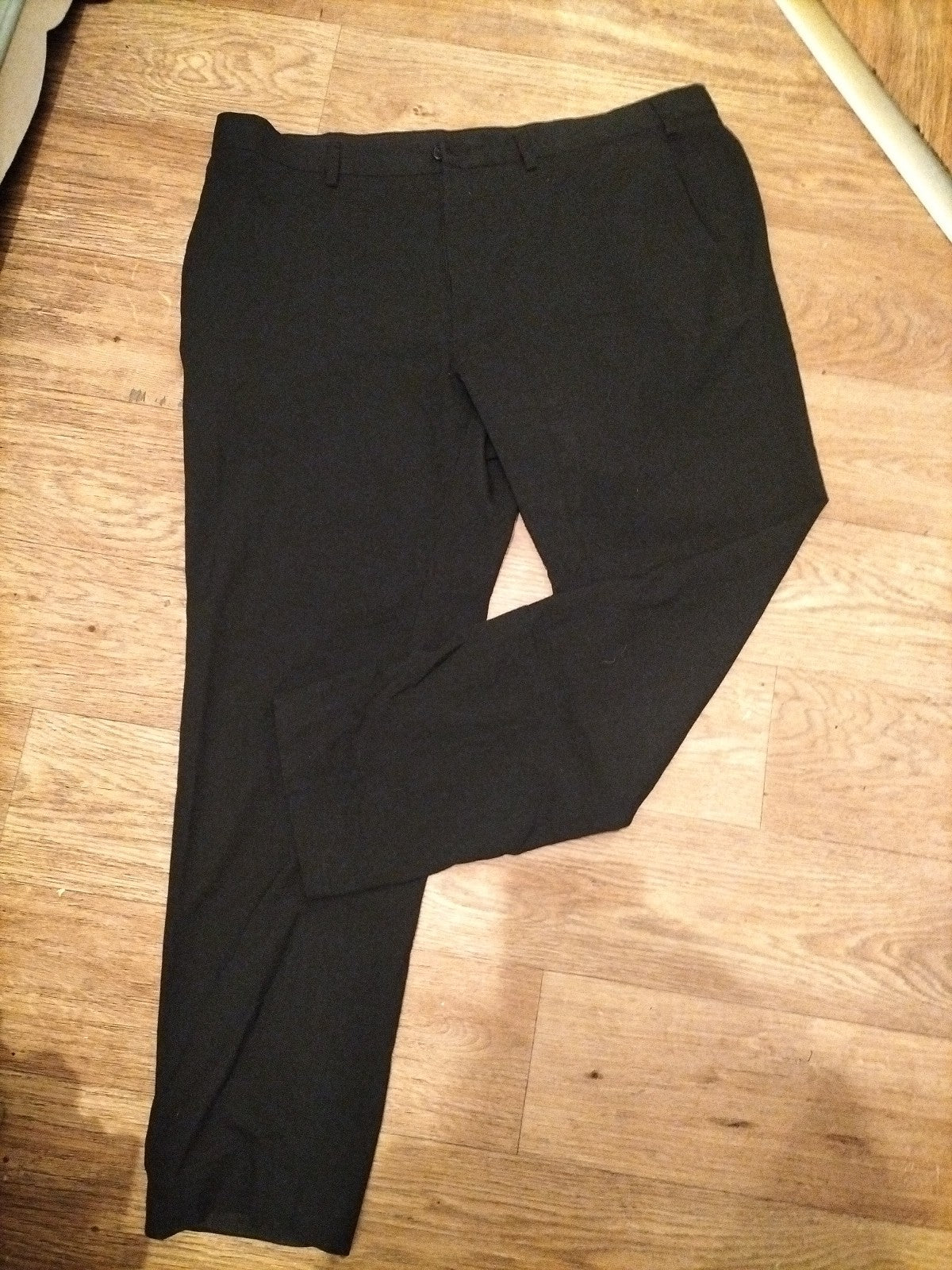 Mens Marks And Spencer Size 38 Short Black Slim Fit Trousers