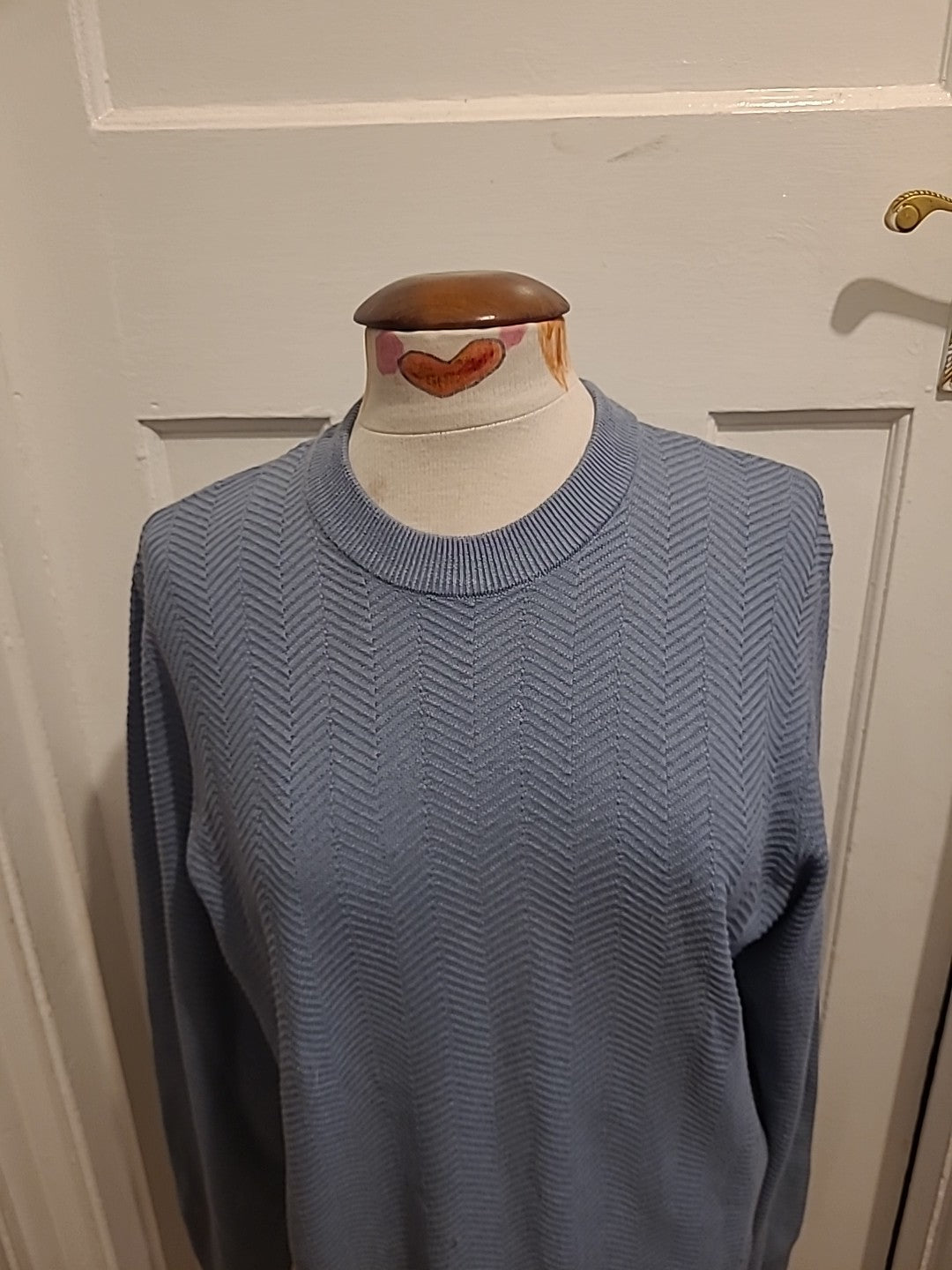 Mens Primark Size Medium Grey Long Sleeved Ribbed Pullover Jumper