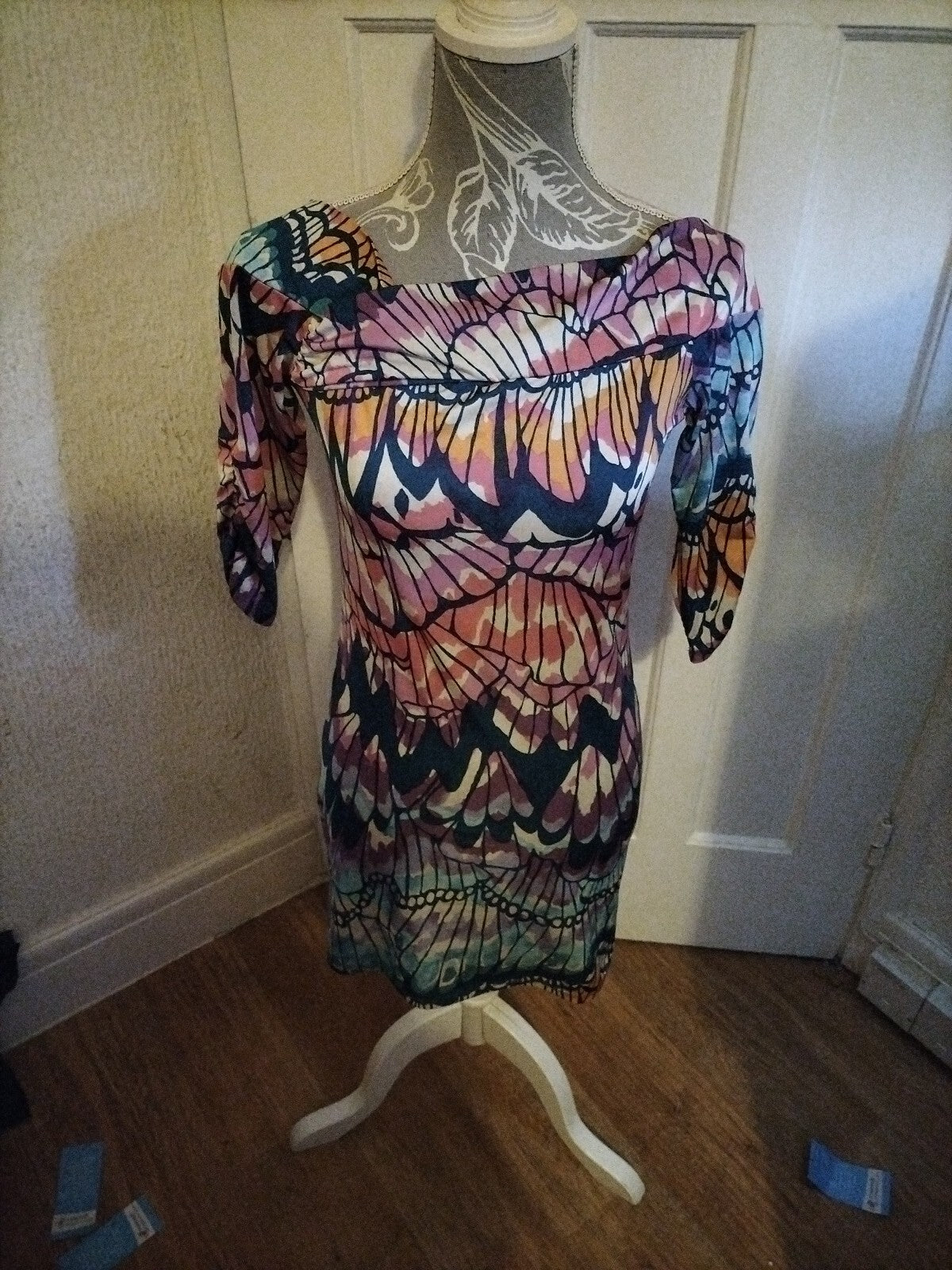 Ladies Next Size 8 Multi Coloured Mid Sleeved Short Dress