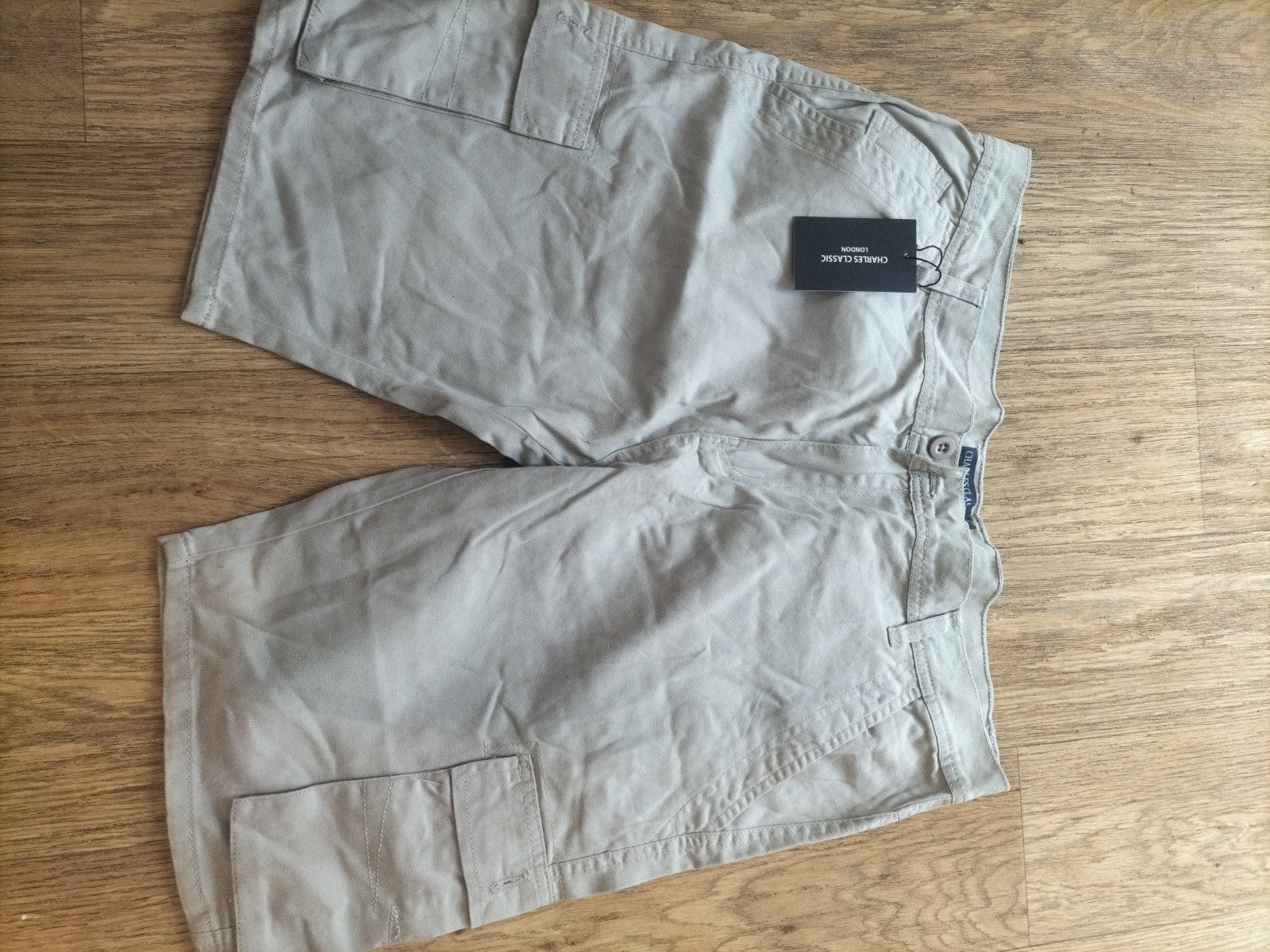 Brand New Mens Charles Classic Size 38" Stone Chino Shorts
