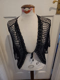 Ladies St.MaryLiclan Size Small Black Lace See Through Mid Sleeved Blouse
