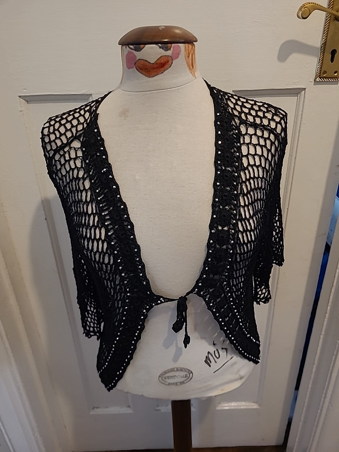 Ladies St.MaryLiclan Size Small Black Lace See Through Mid Sleeved Blouse