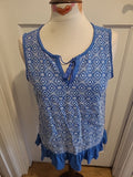 Ladies Next Size 12 Blue White Embroidery Sleeveless Blouse