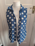 Next 14 Blue Spot Sleeveless Buttoned Blouse