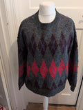 Mens Primark Medium Grey Patterned Long Sleeve Pullover Jumper