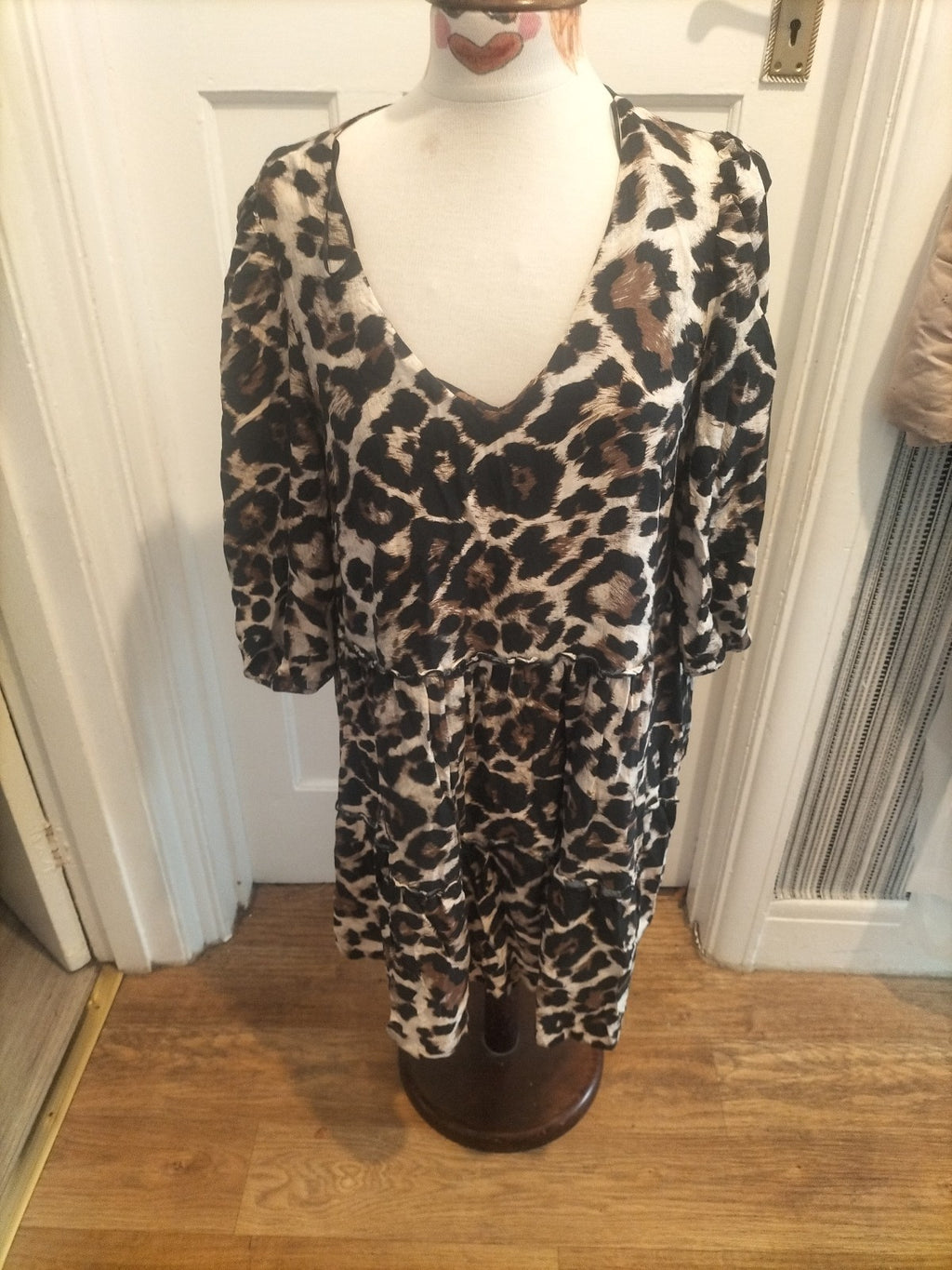 Ladies George Size 12 Leopard Print Style Mid Sleeved Dress