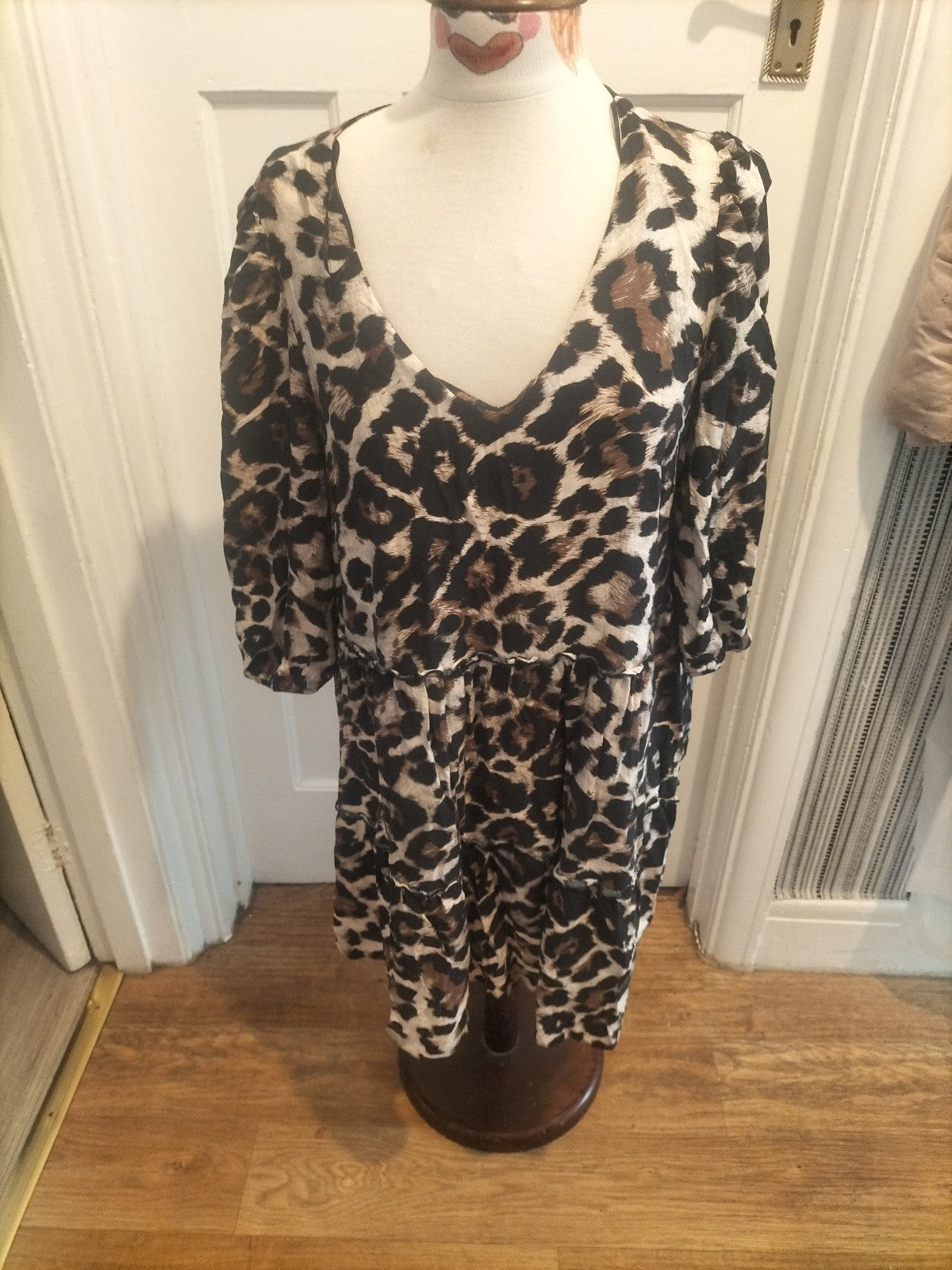 Ladies George Size 12 Leopard Print Style Mid Sleeved Dress