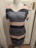 Ladies Size Medium Multi Stripe Short Sleeve T-shirt Dress