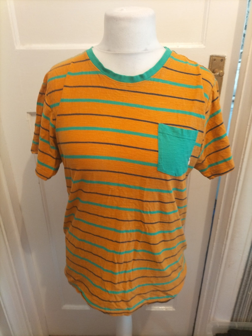Mens Saltrock Size M Orange And Green Short Sleeved T-shirt