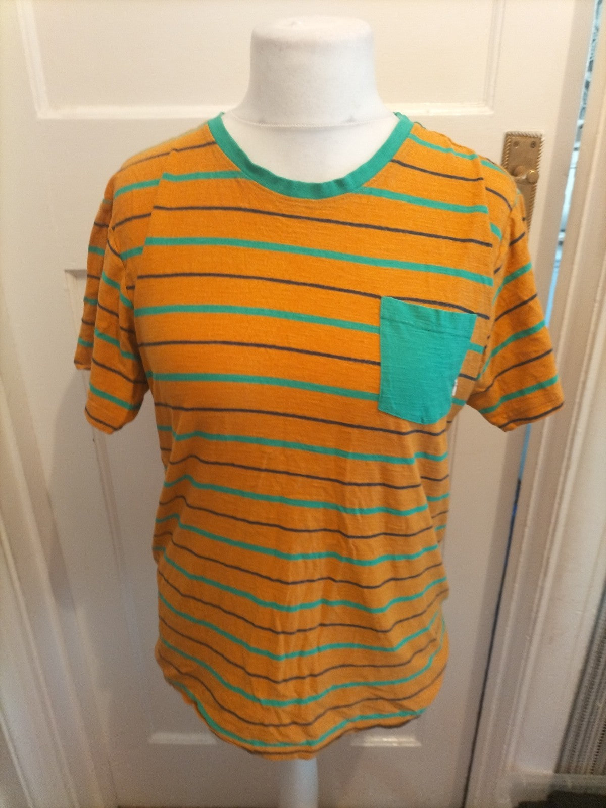 Mens Saltrock Size M Orange And Green Short Sleeved T-shirt