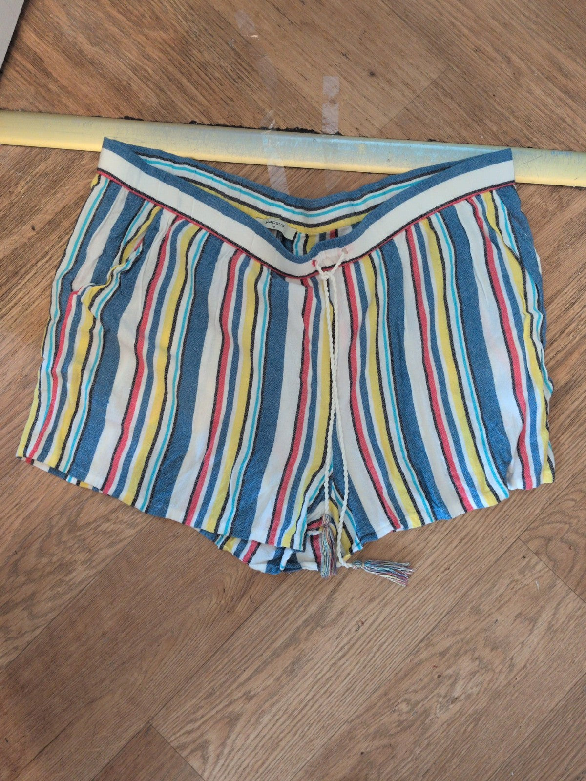Papaya 18 Multi Stripe Shorts With Drawstring