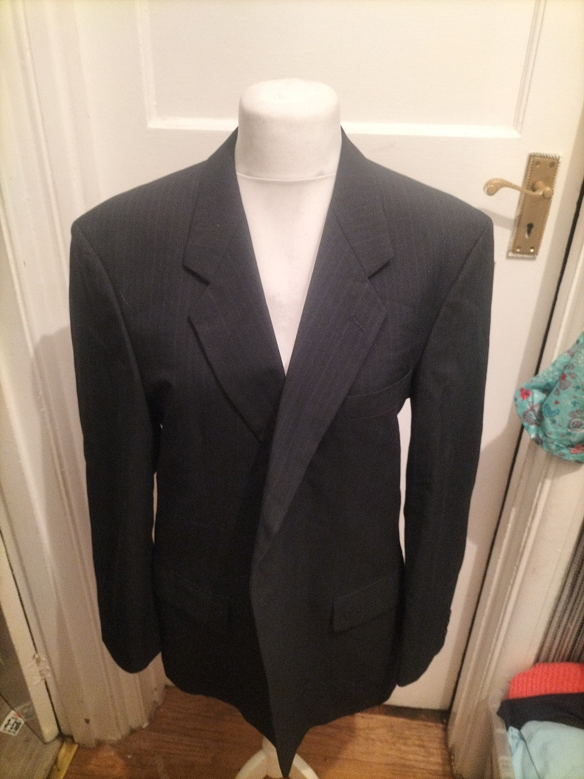Marks And Spencer 44" Medium Navy Pinstripe Long Sleeved Suit Jacket