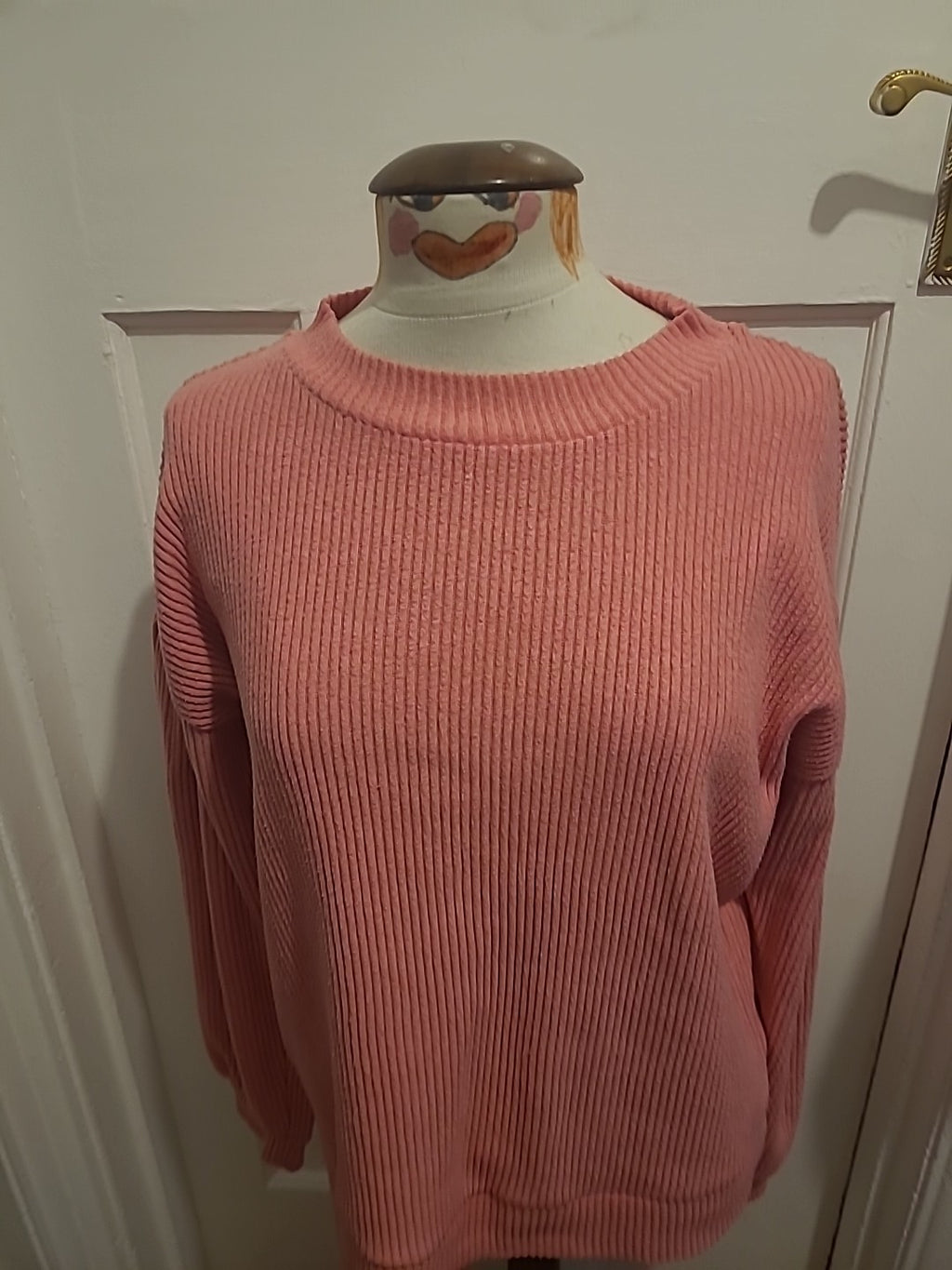 Ladies Tu Size 12 Pink Ribbed Long Sleeved Pullover Jumper