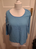 Ladies Size Large Aqua Linen Blend Tshirt