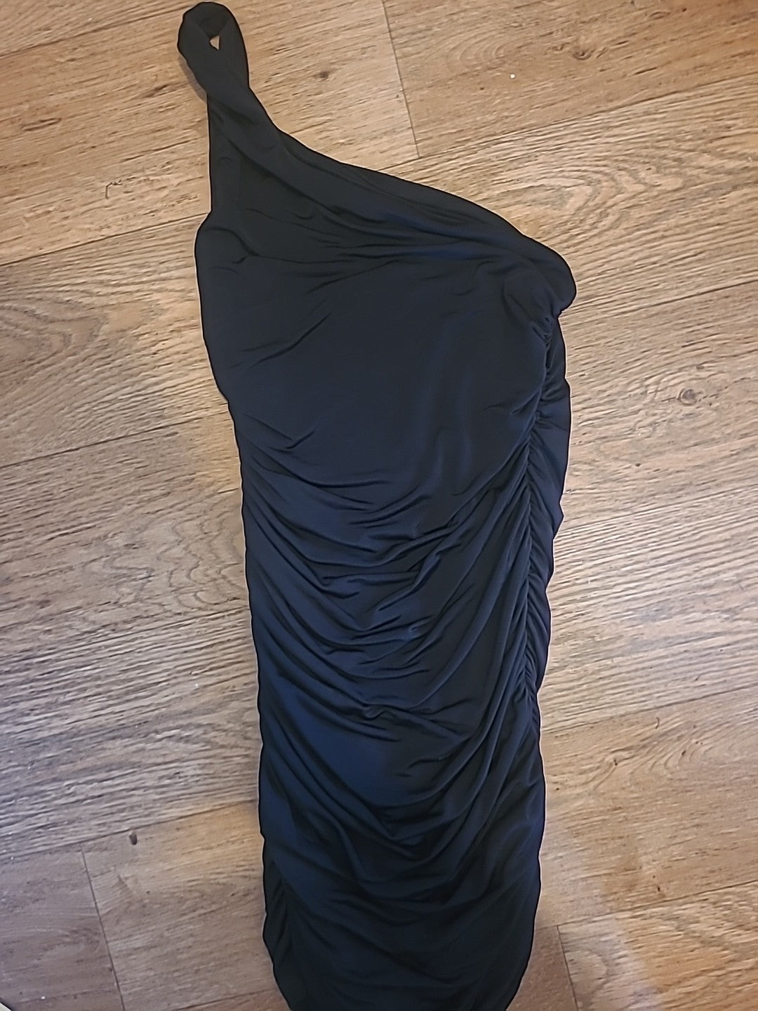 Ladies Missguided Size 4 Black Ruched One Shoulder Dress