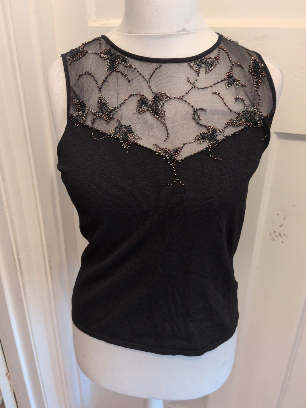 Principles 16 Black With Beads Sleeveless Blouse
