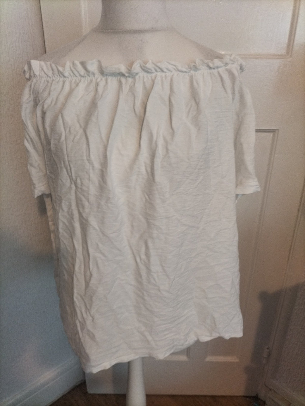 Ladies Size 20 White Elasticated Hem Short Sleeved Blouse