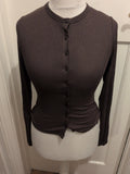 Prettylittlething 10 Dark Khaki Long Sleeve Buttoned Top