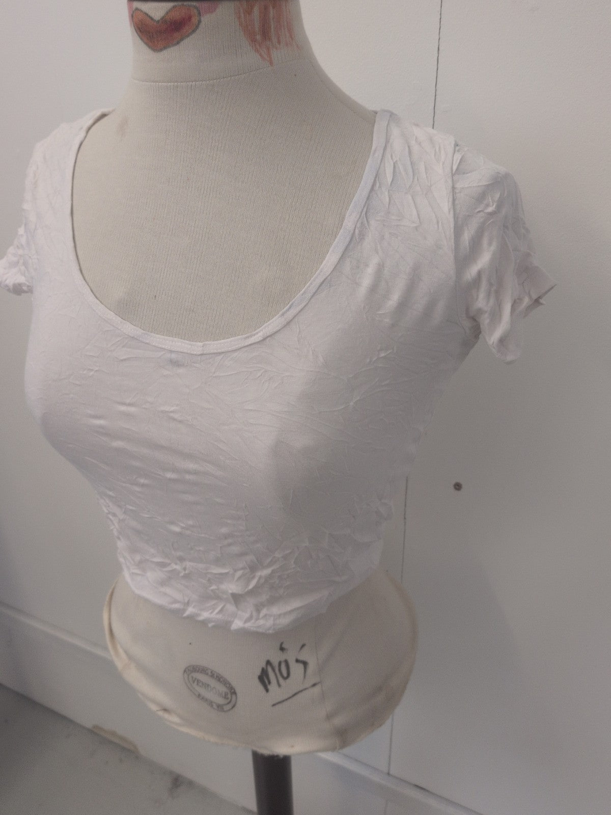 Ladies Size 12 White Crop Short Sleeve T-shirt