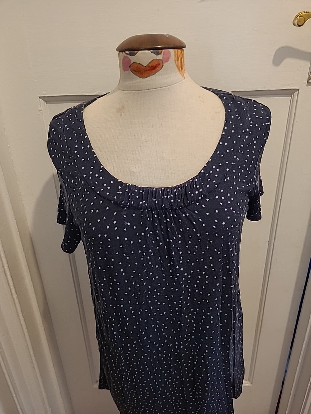 Ladies Moda@George Size 12 Navy White Star Short Sleeved Dress