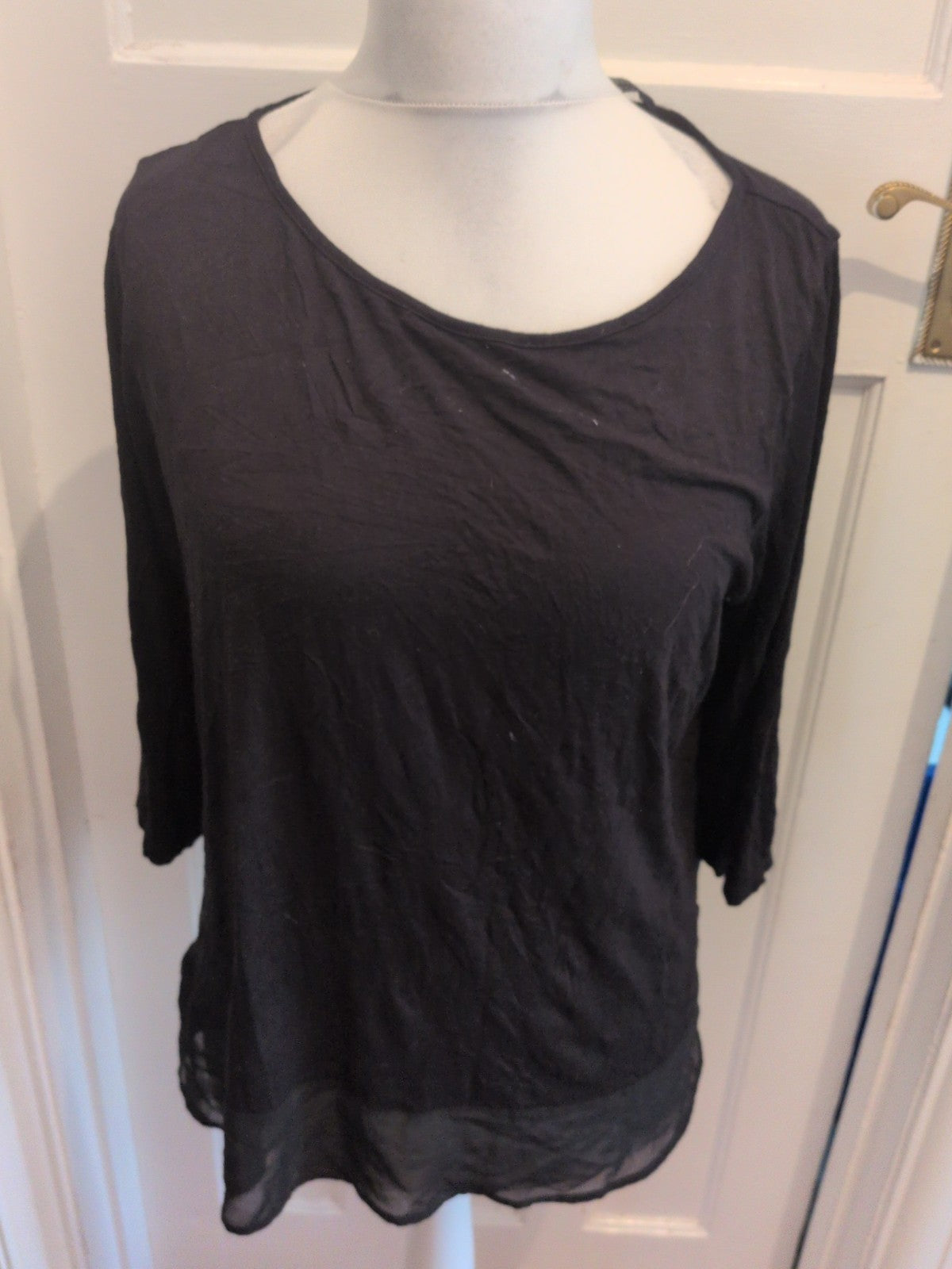 George 18 Black Half Sleeve Blouse
