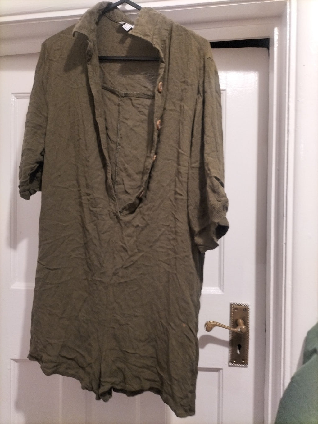 Ladies Esmee Size 8 Khaki Short Sleeved Collared Bodysuit