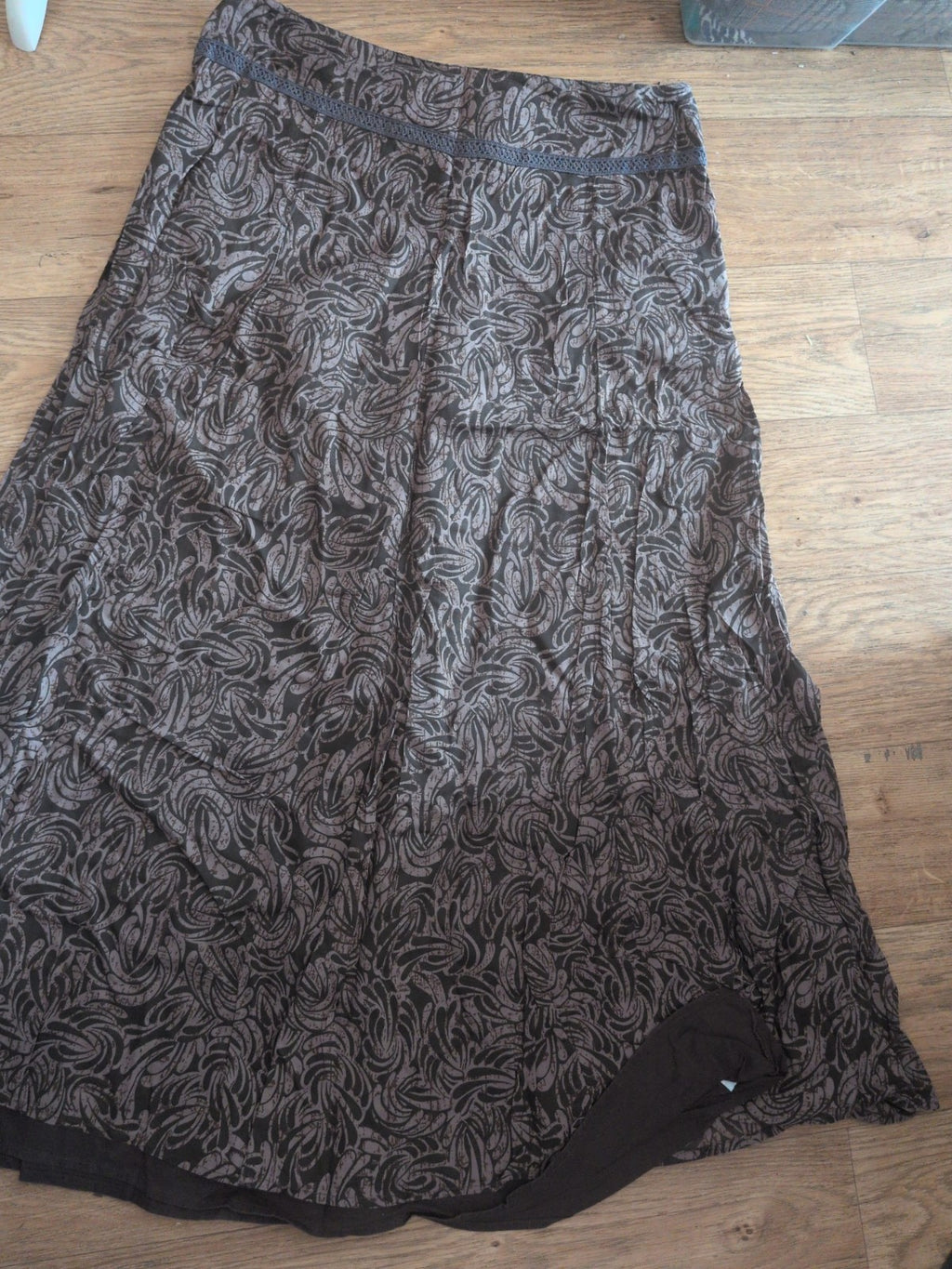 Fat Face 12 Brown Toned Long Length Flared Skirt