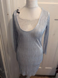 Ladies Debenhams 12 Shiny Silver Long Sleeve Dress
