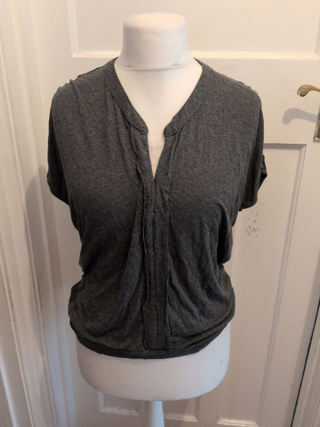 Large Grey V Neck Short Sleeve T-shirt