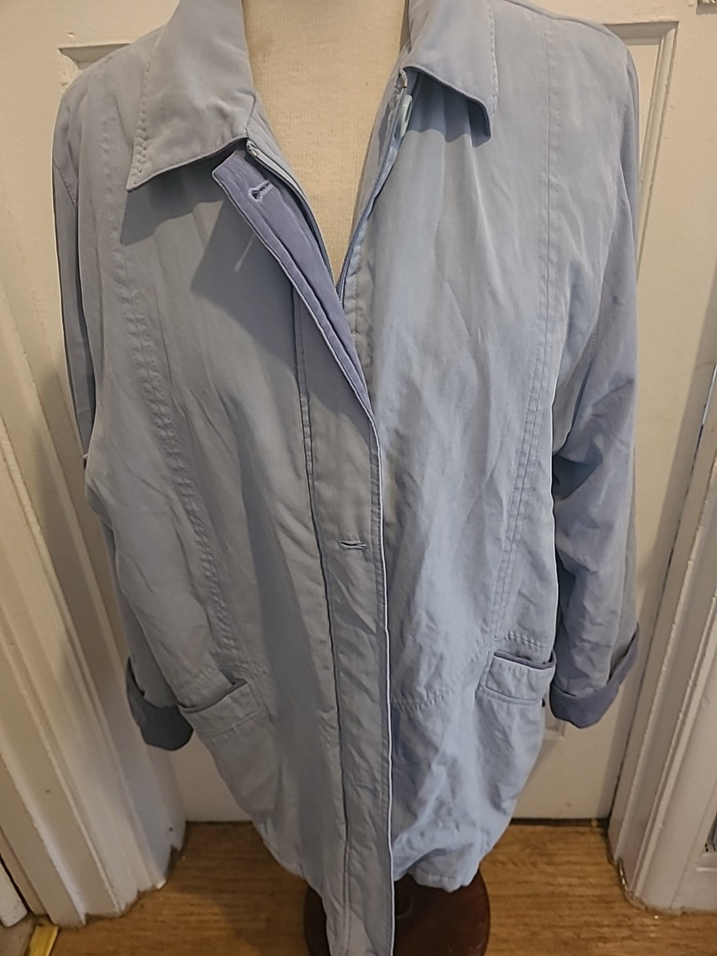 Ladies EWM Size 22 Blue Padded Lined Zip Through Coat