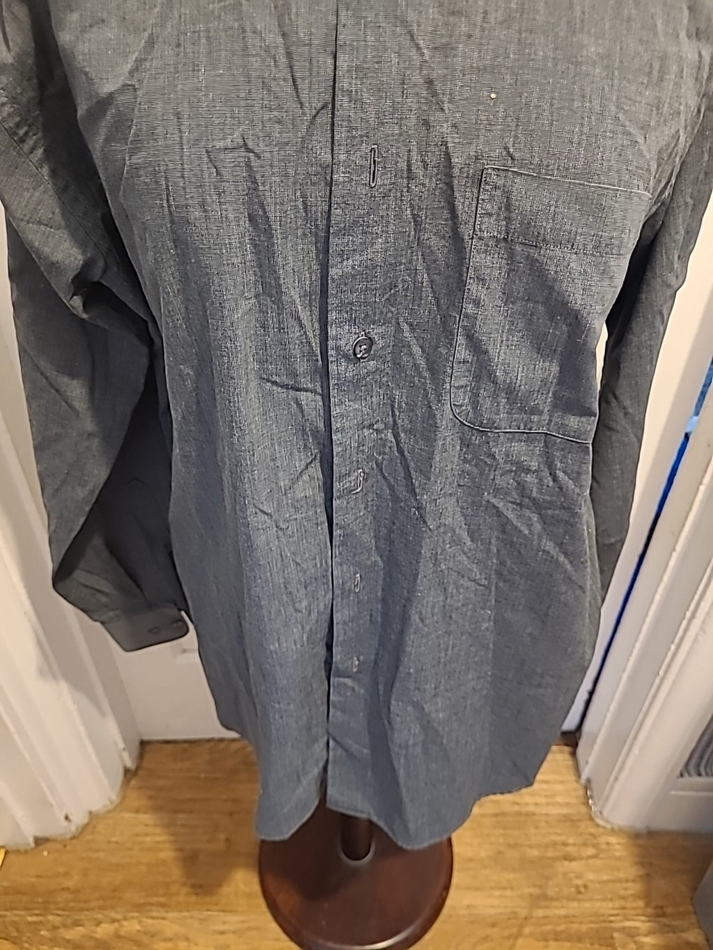 Mens Marks And Spencer Size 16" Grey Long Sleeved Shirt
