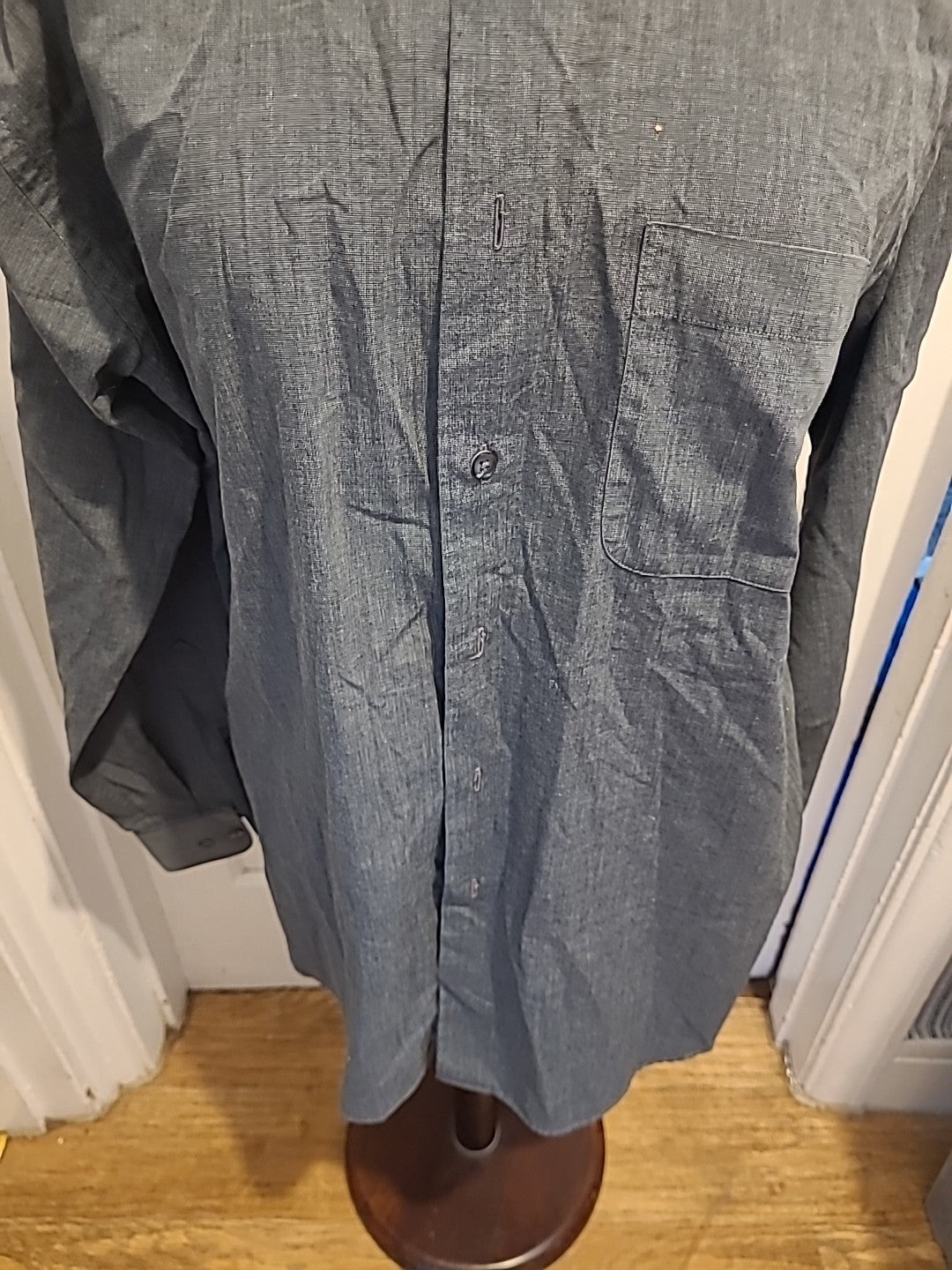 Mens Marks And Spencer Size 16" Grey Long Sleeved Shirt