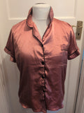 Ladies Size L Pink Collared Short Sleeved Pyjama Shirt