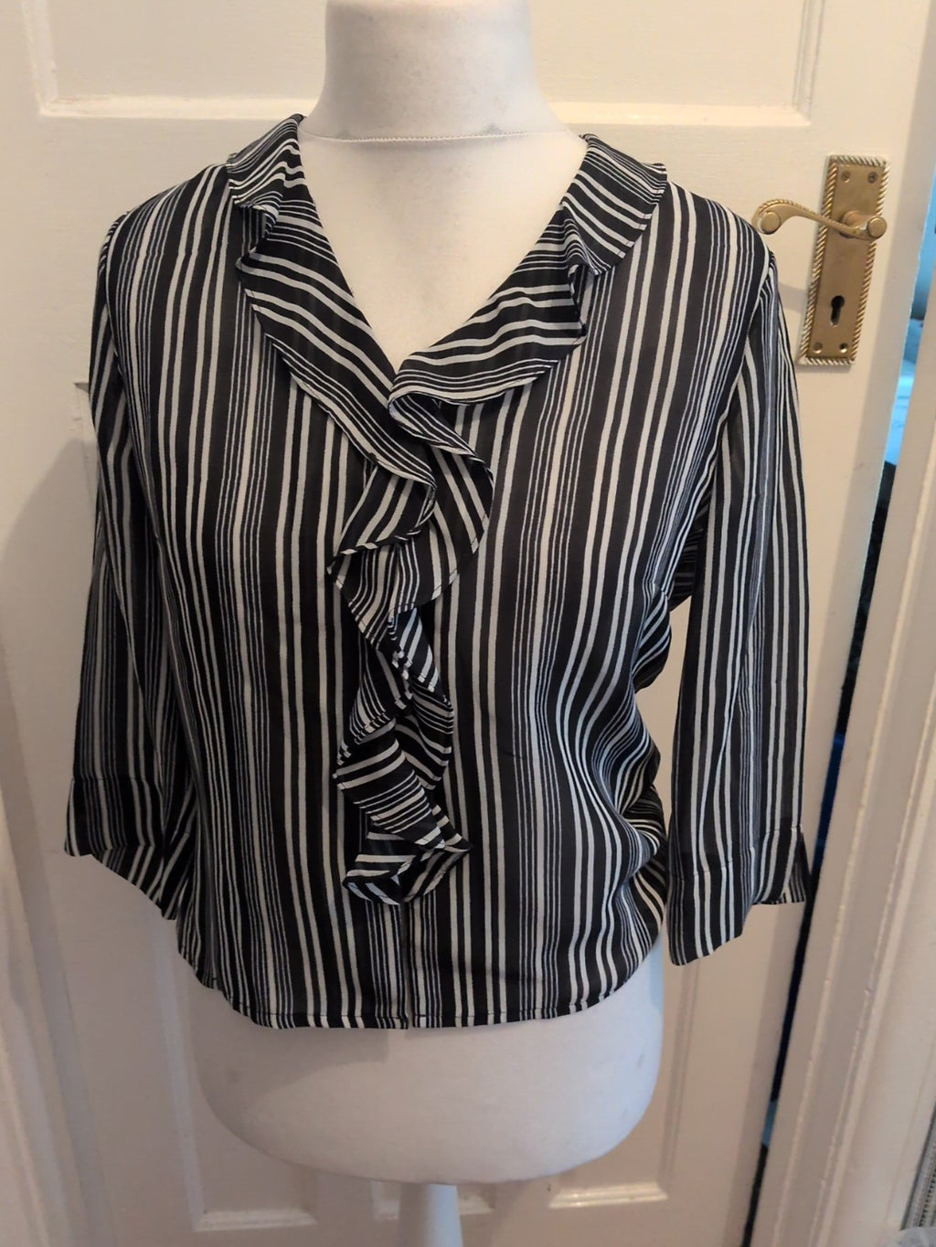 Alex And Co 12 Navy And White striped Long Sleeved Blouse