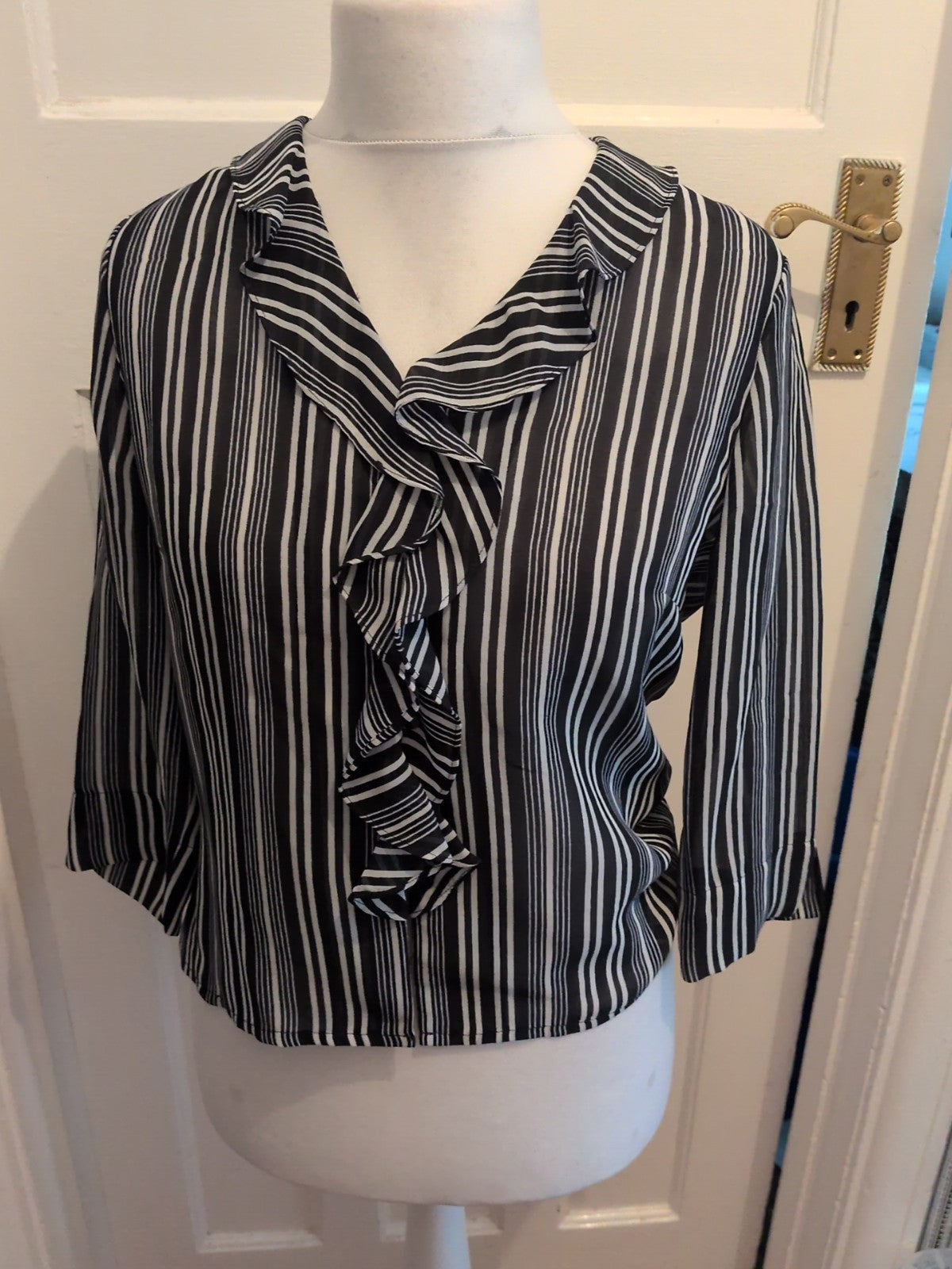 Alex And Co 12 Navy And White striped Long Sleeved Blouse