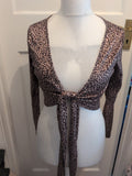 Shein Small Leopard Print Self Tie Blouse