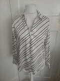 F&F 8 Diagonally Striped Blouse Long Sleeved Buttoned