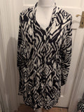 TU 12 Black And Ivory Streak Fit And Flare Dress Midi Long Sleeve