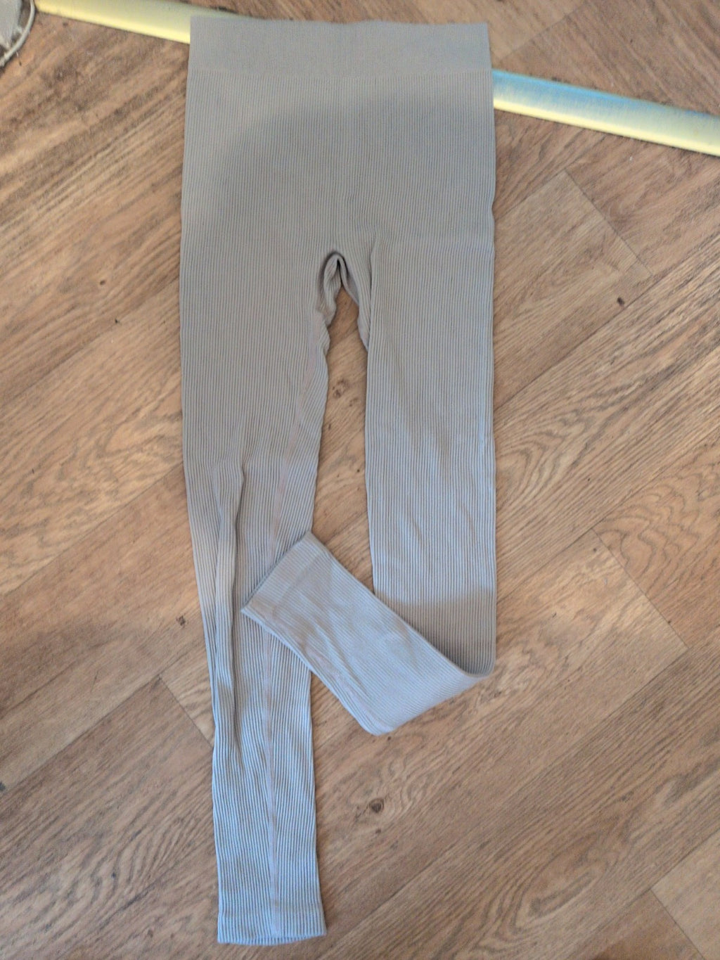 Prettylittlething Small Beige Ribbed Leggings