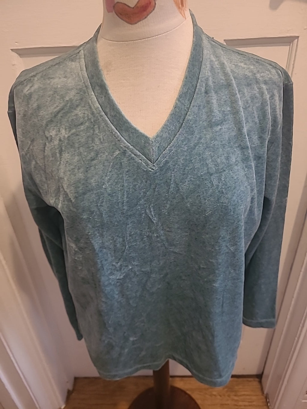 Ladies Casual Corner Size Large Turquoise V Neck Pullover Jumper