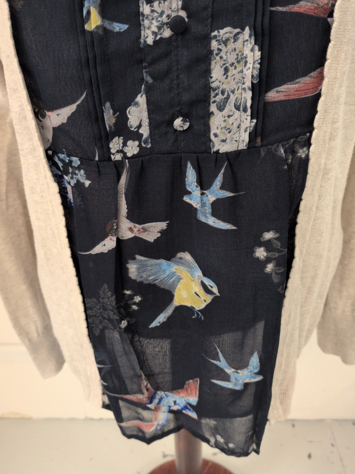 Next 16 Flax And Navy Long Sleeve Blouse