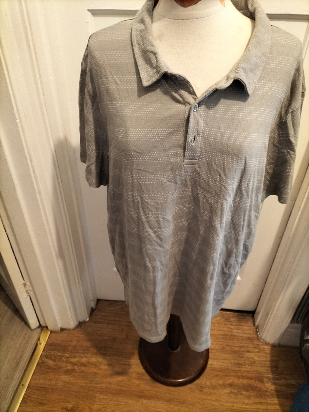Mens Tu Size XL Grey With White Detail Pure Cotton Short Sleeved Polo