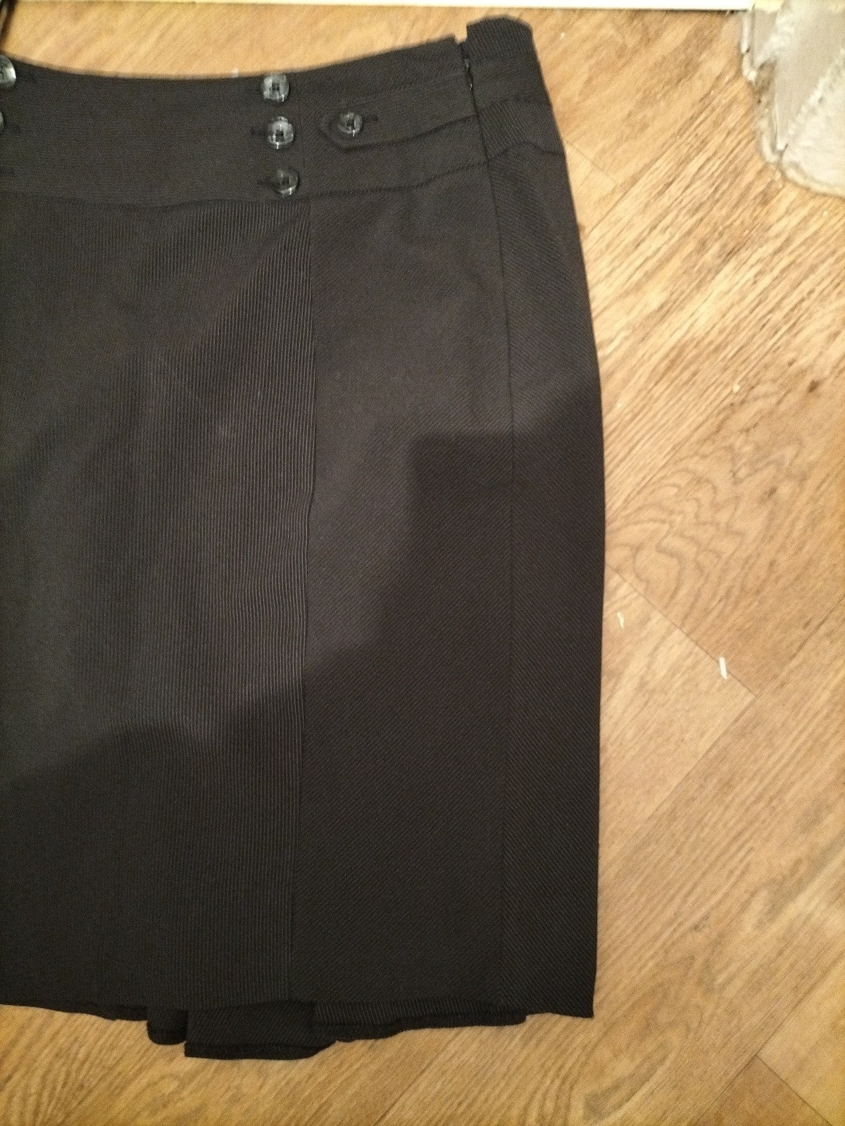Ladies Debenhams Size 14 Black Pinstripe Lined Skirt