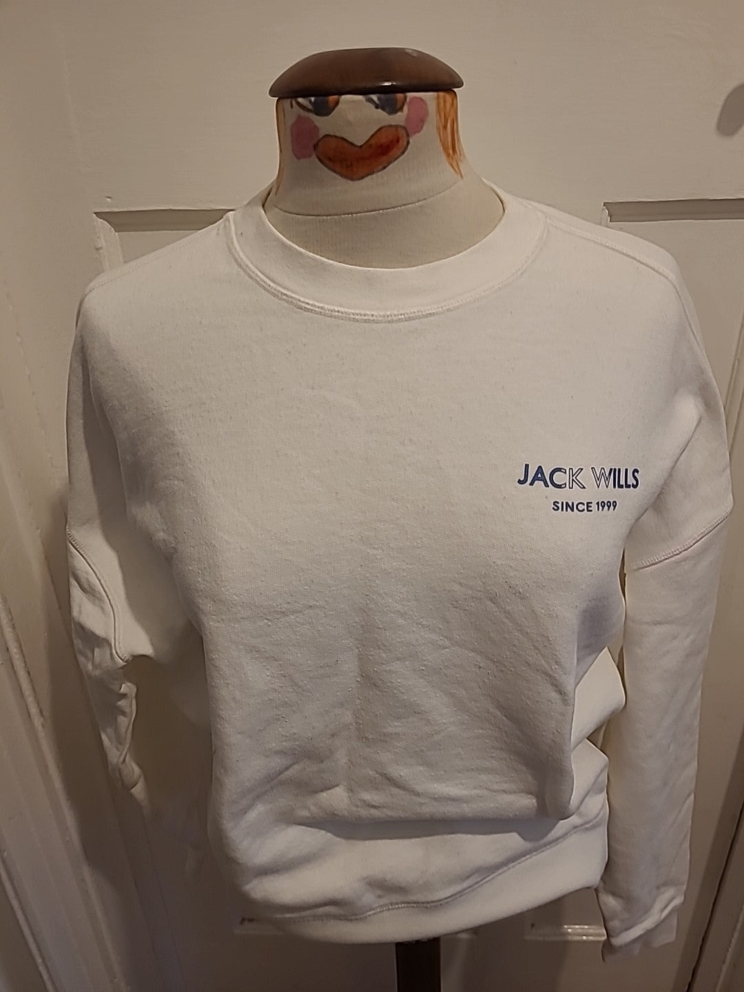 Ladies Jack Wills Size 8 White Print Sweatshirt(Marks On Front)