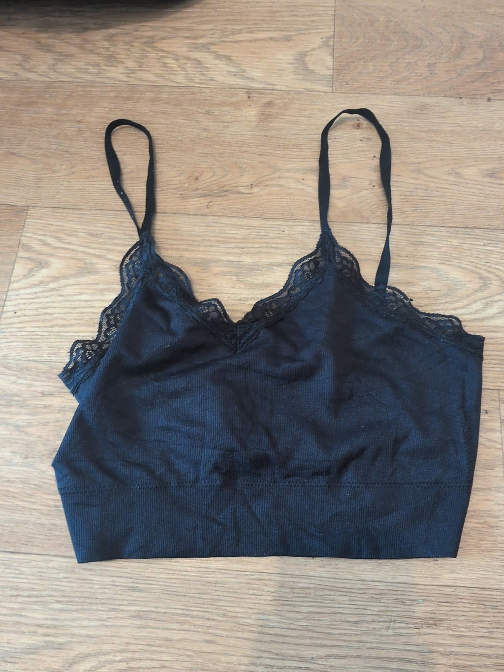 George Large Black Frill Hem Bralette