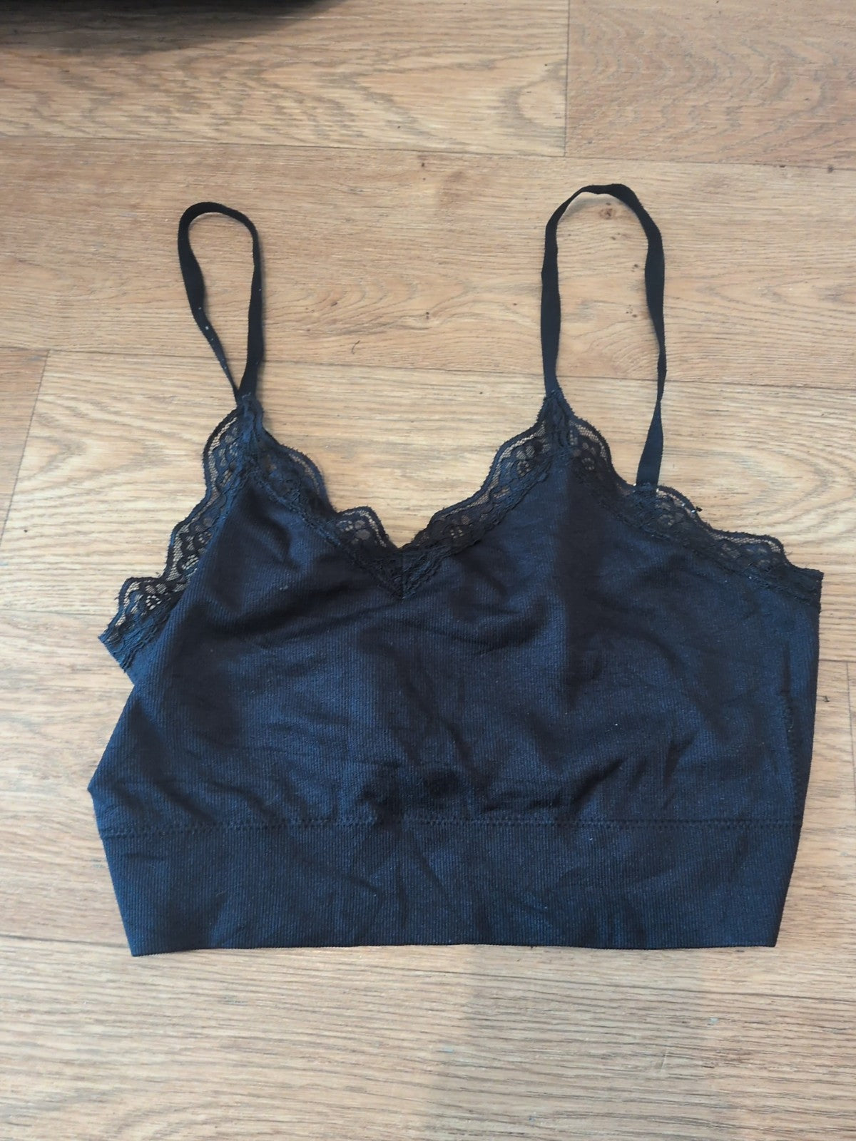 George Large Black Frill Hem Bralette