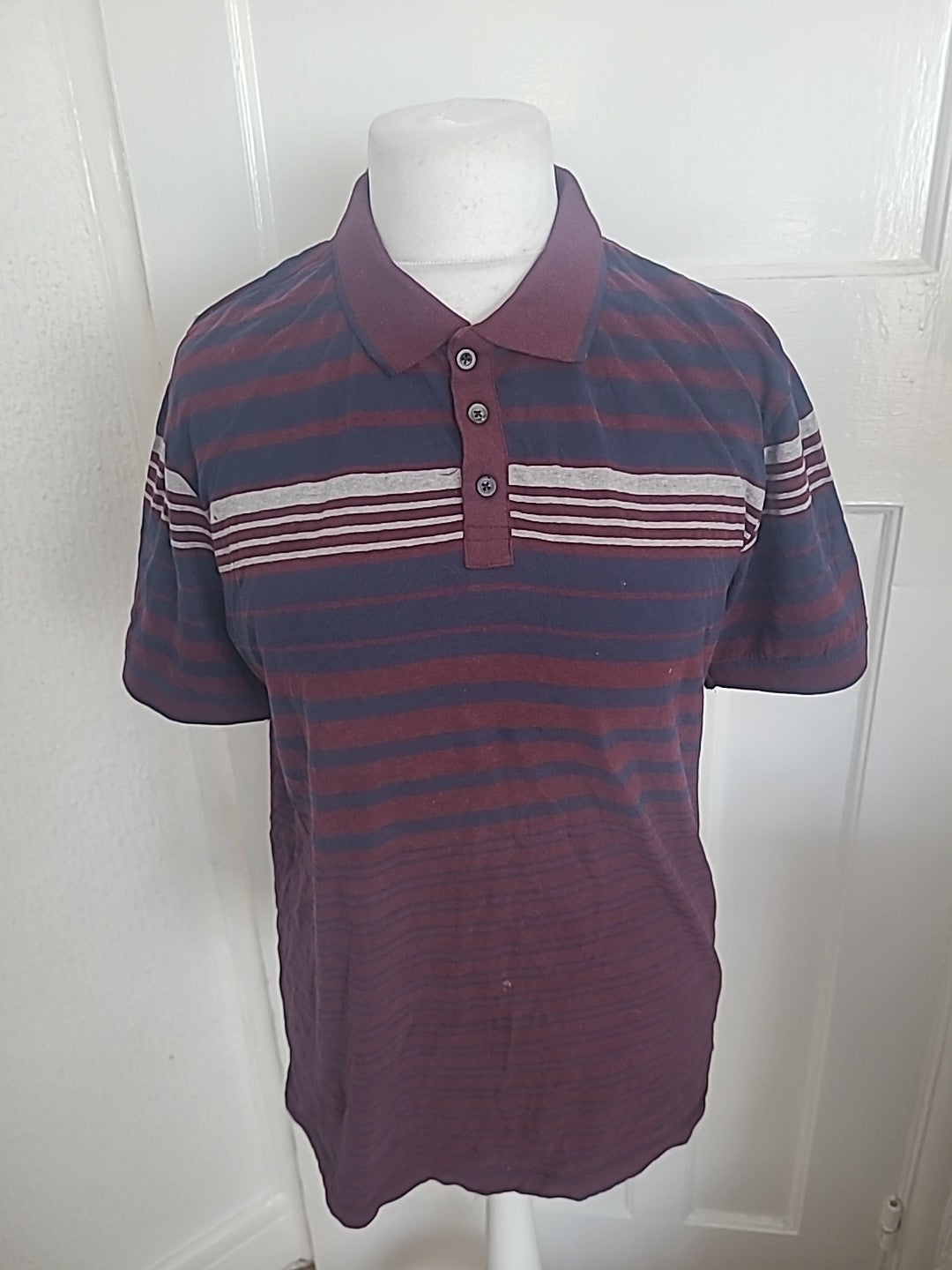 Brand New Mens George M Purple And Navy Striped Polo