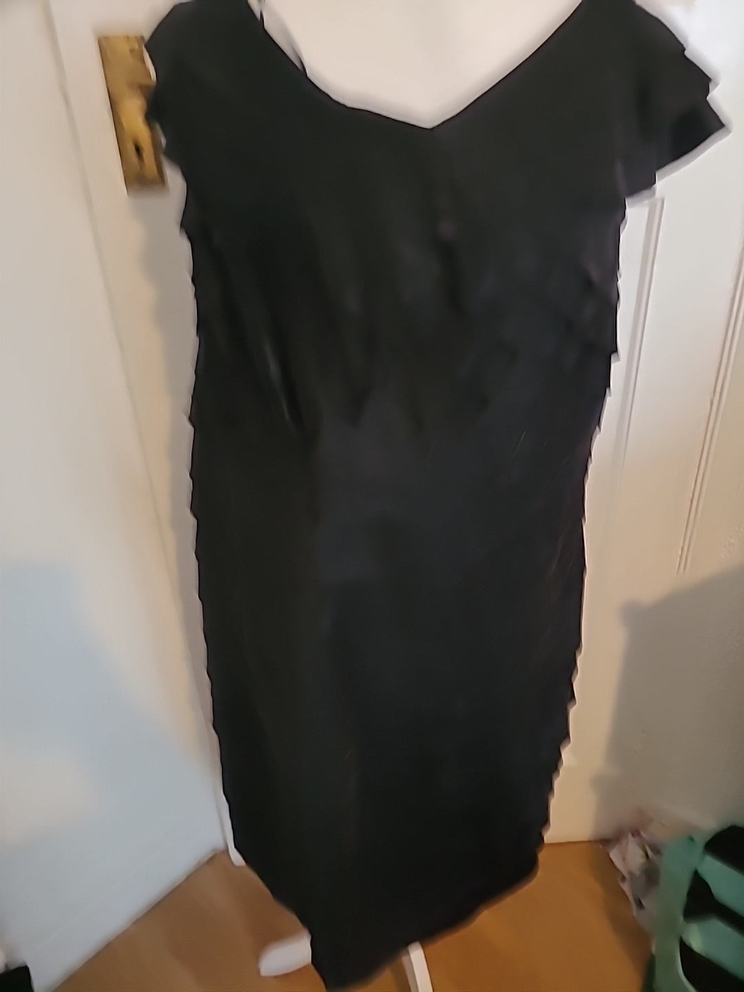 Brand New Ladies Portrait Size 20 Black Frill Lined Sleeveless Dress  Rrp...